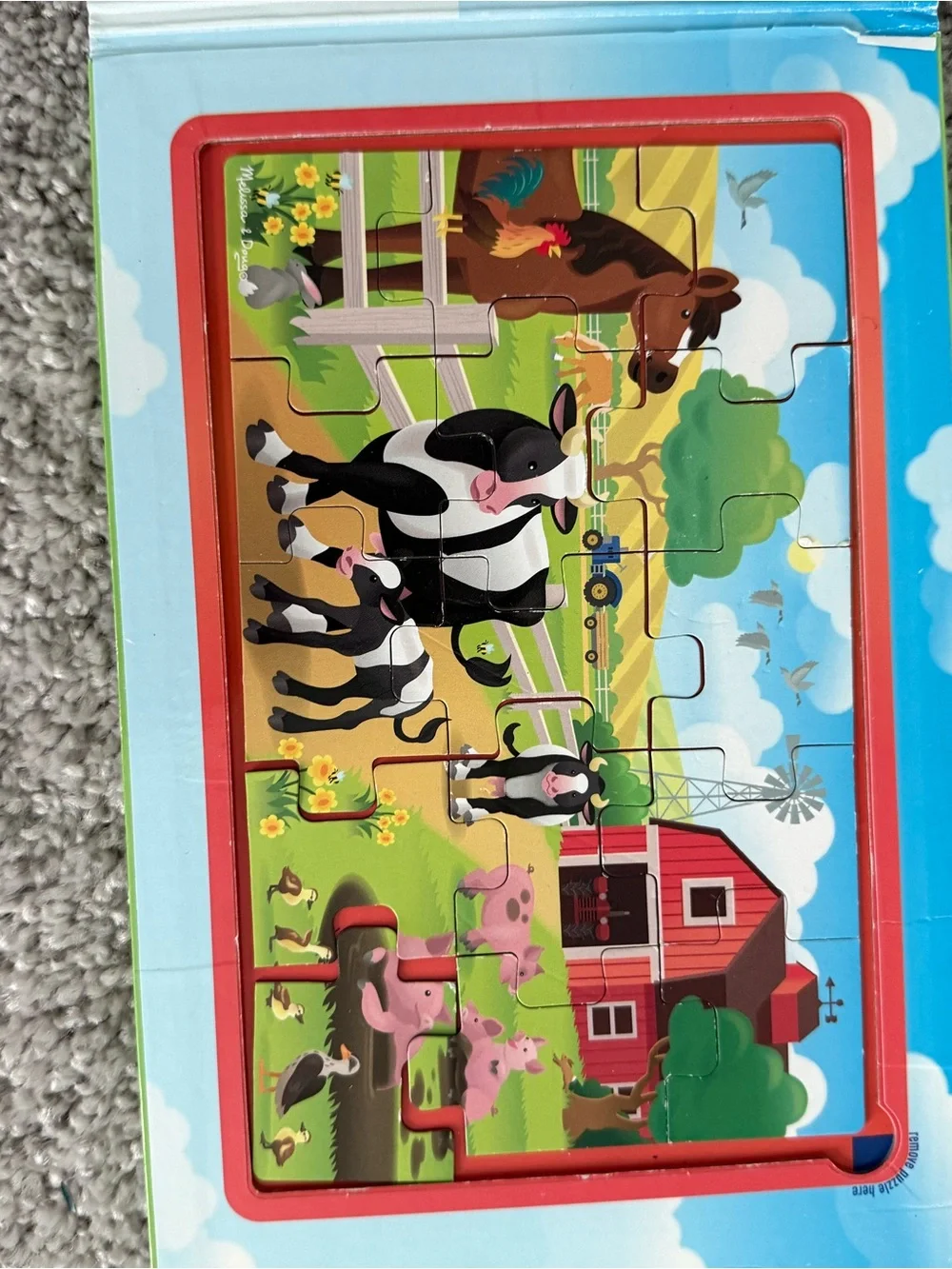 Melissa & Doug Farm Magnetic Take-Along Jigsaw Puzzles - Green/Blue/Red